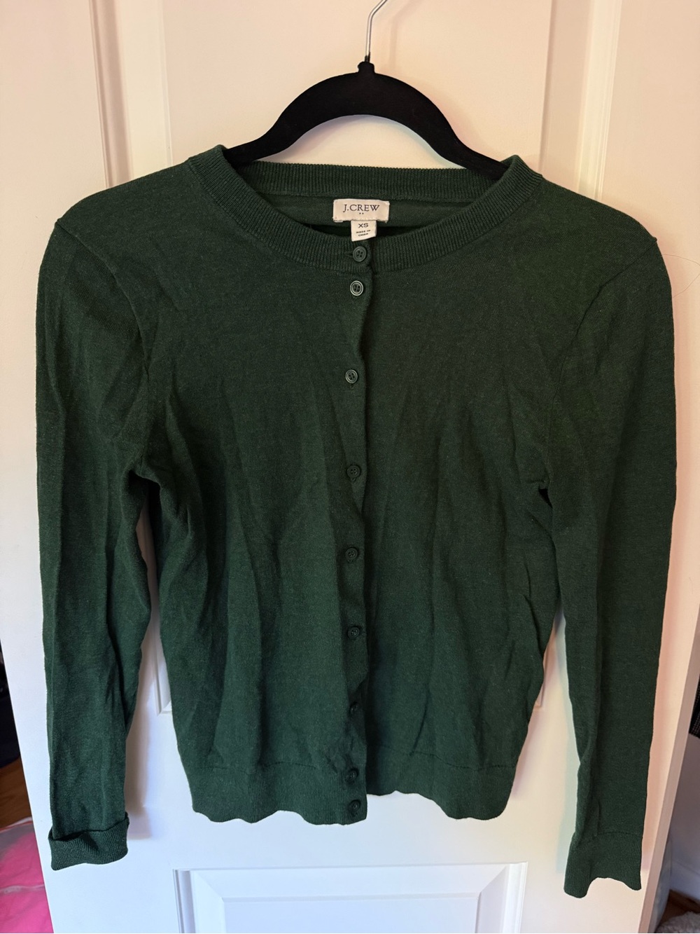 J.Crew Green Classic Crewneck Button-Front Cardigan - Never Worn
